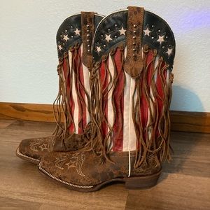 J.B. Dillon size 8.5 American flag fringe cowgirl boots